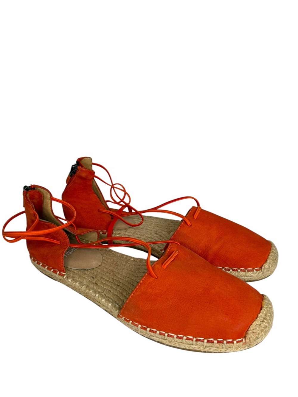 Eileen Fisher Orange Leather Lace Espadrille Wrap Sandals Size 8.5